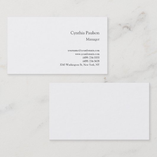 Trendy Minimalistisch Modern Schlicht Visitenkarte (Vorne/Hinten)