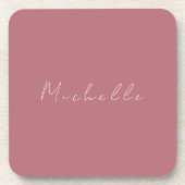 Trendy Minimalistisch Moderne handgeschriebene Ros Getränkeuntersetzer (Vorderseite)