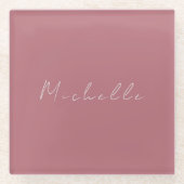 Trendy Minimalistisch Moderne handgeschriebene Ros Glasuntersetzer (Vorderseite)