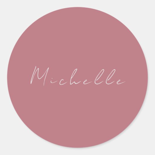 Trendy Minimalistisch Moderne handgeschriebene Ros Runder Aufkleber (Vorderseite)