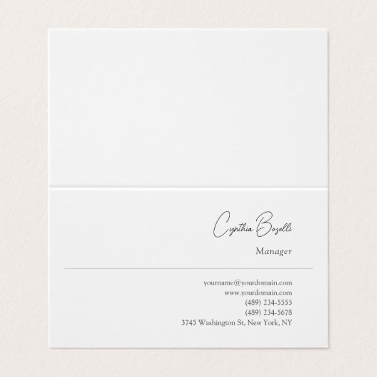 Trendy Minimalistisch Moderne Schlichte, einfache Visitenkarten (Außenseite Aufgefaltet)