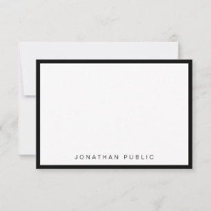 Trendy Minimalistisch Modernes Elegantes Schwarz-w Mitteilungskarte