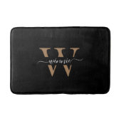 Trendy Minimalistisch Monogram Black Gold Script N Badematte (Vorderseite)