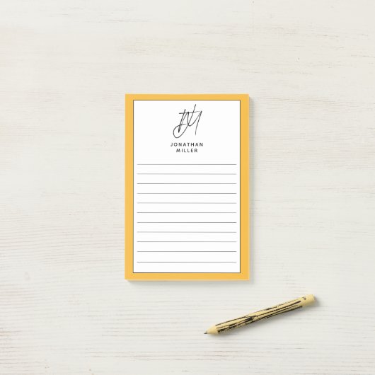Trendy Minimalistisch Monogram Lined Post-it Klebezettel (Auf Schreibtisch)