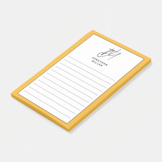 Trendy Minimalistisch Monogram Lined Post-it Klebezettel (angewinkelt)