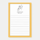 Trendy Minimalistisch Monogram Lined Post-it Klebezettel (Vorderseite)