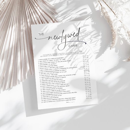 Trendy Minimalistisch Newlywed Brautparty Game