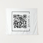 Trendy Minimalistisch QR Code Scan Me Business Wandteppich (Vorderseite (Horizontal))