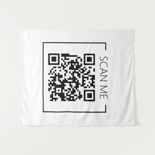 Trendy Minimalistisch QR Code Scan Me Business Wandteppich (Vorderseite (Horizontal))