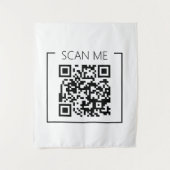 Trendy Minimalistisch QR Code Scan Me Business Wandteppich (Vorderseite)