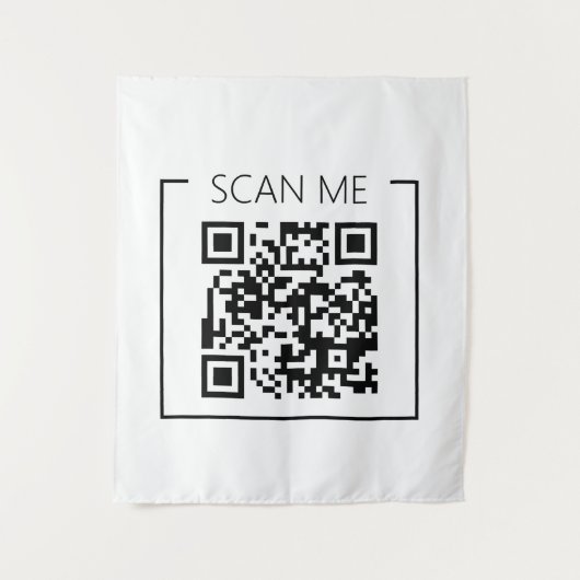 Trendy Minimalistisch QR Code Scan Me Business Wandteppich (Vorderseite)
