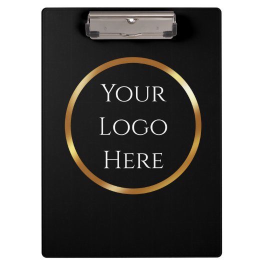 Trendy, Minimalistisch, schwarz und gold mit QR-Co Klemmbrett (Vorderseite)