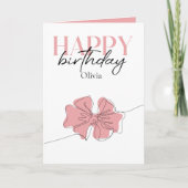Trendy Minimalistisch Typografie Tied Bow Birthday Karte (Vorderseite)