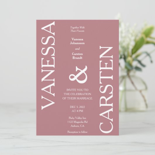 Trendy Minimalistisch Wedding Einladung (Stehend Vorderseite)