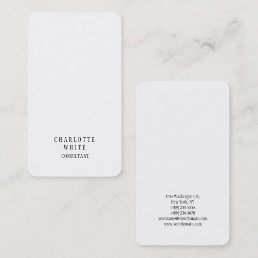 Trendy Minimalistisch White Creative Einfach Schli Visitenkarte (Vorne/Hinten)