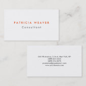 Trendy Minimalistisch White Orange Beruflich Visitenkarte (Vorne/Hinten)