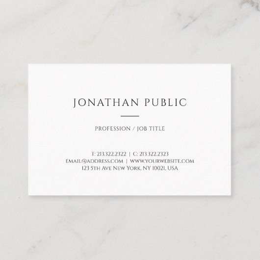 Trendy Minimalistische elegante moderne einfache Visitenkarte (Rückseite)