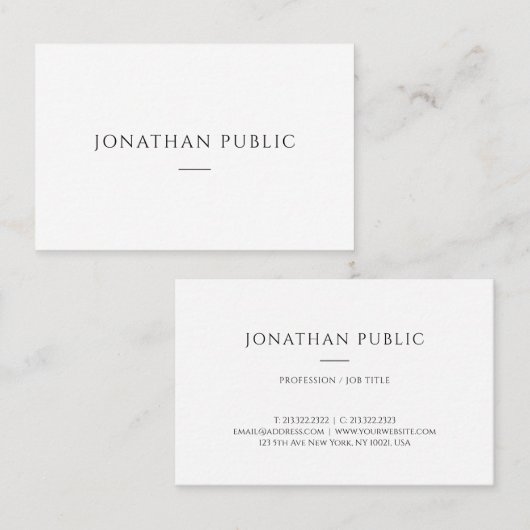 Trendy Minimalistische elegante moderne einfache Visitenkarte (Vorne/Hinten)