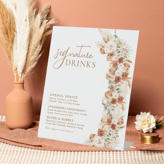 Trendy Minimalistische moderne Brautsignaturgeträn Sockelschild