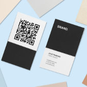 Trendy Minimalistischer Schwarz-weißer QR-Code Ver Visitenkarte