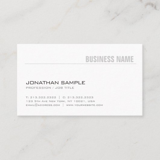 Trendy Minimalistisches Elegantes Schlicht moderne Visitenkarte (Vorderseite)