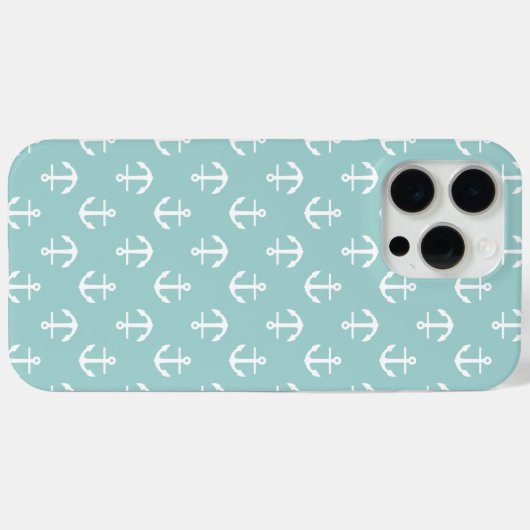 Trendy Mint Anchors Pattern Case-Mate iPhone Hülle (Rückseite (Horizontal))