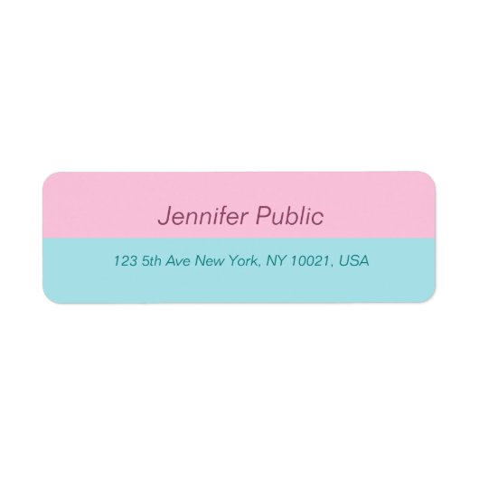 Trendy Mint Blue Blush Pink Elegante Rücksendeadre (Vorne)