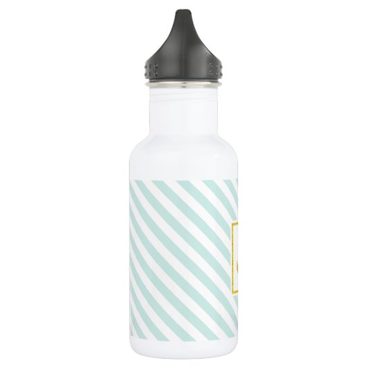 Trendy Mint Blue Pattern Golden Anchor Trinkflasche (Links)