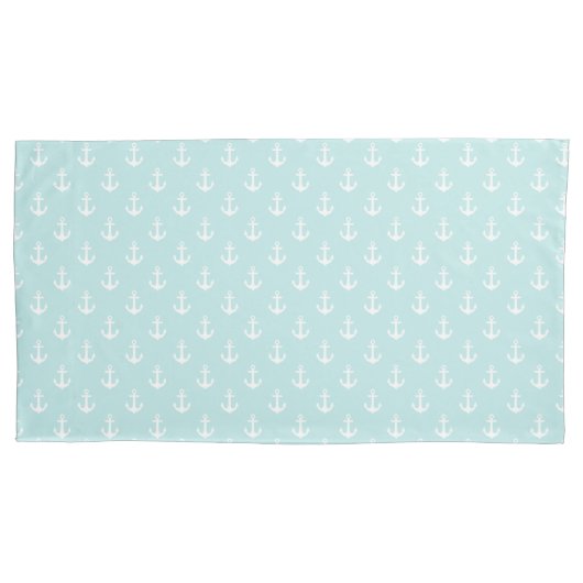 Trendy Mint Green Anchors Pattern Kissenbezug (Vorderseite)