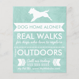 Trendy Mint Green Dog Silhouette Dog Walker Flyer