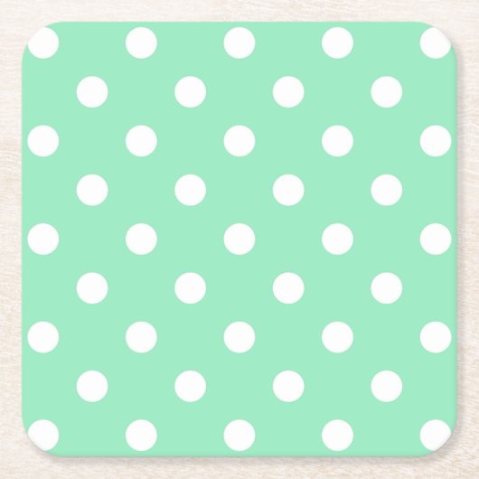 Trendy Mint Green Dotted elegant Vintag Rechteckiger Pappuntersetzer (Vorderseite)