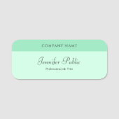Trendy Mint Green Modern Handname Script Elegant Namensschild (Vorderseite)