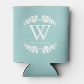 Trendy Mint Green Monogram Dosenkühler (Vorderseite)