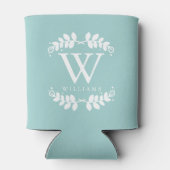 Trendy Mint Green Monogram Dosenkühler (Rückseite)