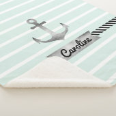 Trendy Mint Green Stripes und Aquarellanschor Sherpadecke (3/4)