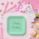 Trendy Mint Green Template Happy Birthday Text Dot Pappteller (Party)