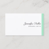 Trendy Mint Green White Modern Calligraphy Script Visitenkarte (Vorderseite)