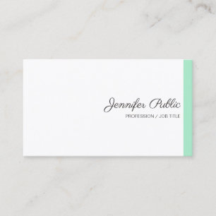 Trendy Mint Green White Modern Calligraphy Script Visitenkarte