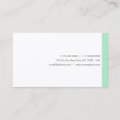 Trendy Mint Green White Modern Calligraphy Script Visitenkarte (Rückseite)