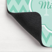 Trendy Mint Green Zickzack Zigzag Name und Monogra Mousepad (Ecke)