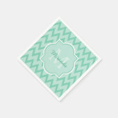 Trendy Mint Green Zickzack Zigzag Name und Monogra Serviette (Ecke)