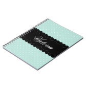 Trendy Mint Polka Dots Black Individuelle Name Des Notizblock (Linke Seite)