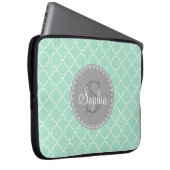 Trendy Mint Trellis Pattern Gray Monogram Laptopschutzhülle (Vorne Rechts)