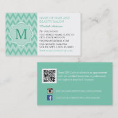 Trendy Mint Zickzack Zigzag Monogram Boutique Visitenkarte (Vorne/Hinten)