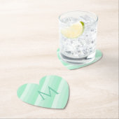 Trendy Minze Green Stripes Moderne Monogramm Vorla Untersetzer (Vor Ort)