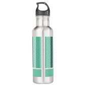 Trendy Minze Grüne Zickzack Streifen mit Namen Trinkflasche (Rückseite)