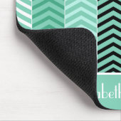 Trendy Minze Zickzack Streifen mit Namen Mousepad (Ecke)