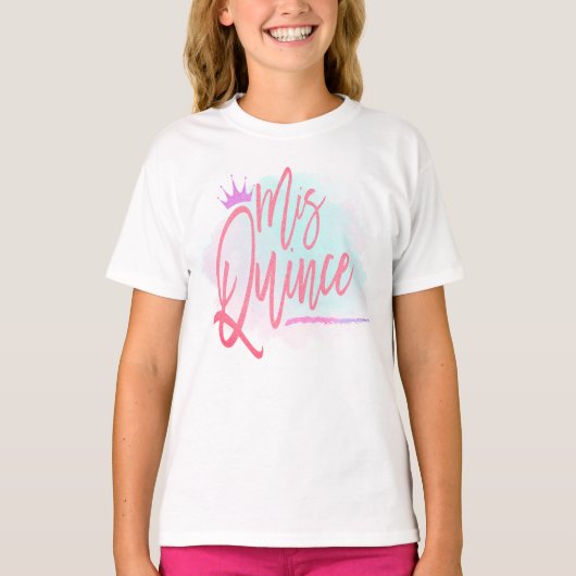 Trendy Mis Quince Blush Script Quinceañera T-Shirt (Vorderseite)