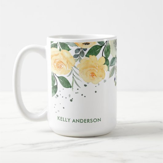 Trendy Mit Monogramm Botanic Watercolor Kaffeetasse (Links)