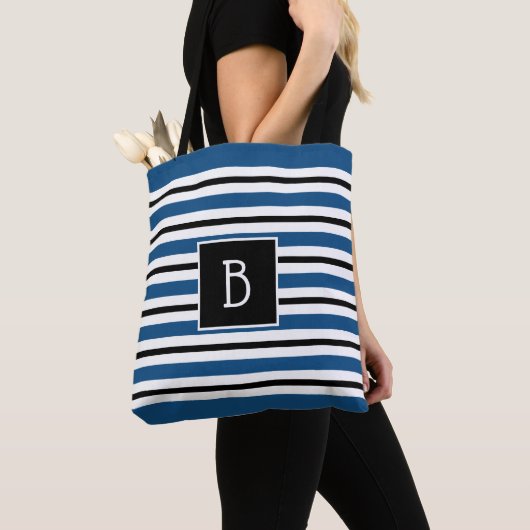 Trendy Mit Monogramm Classic Blue Schwarz-weiß Str Tasche (Von Nahem)